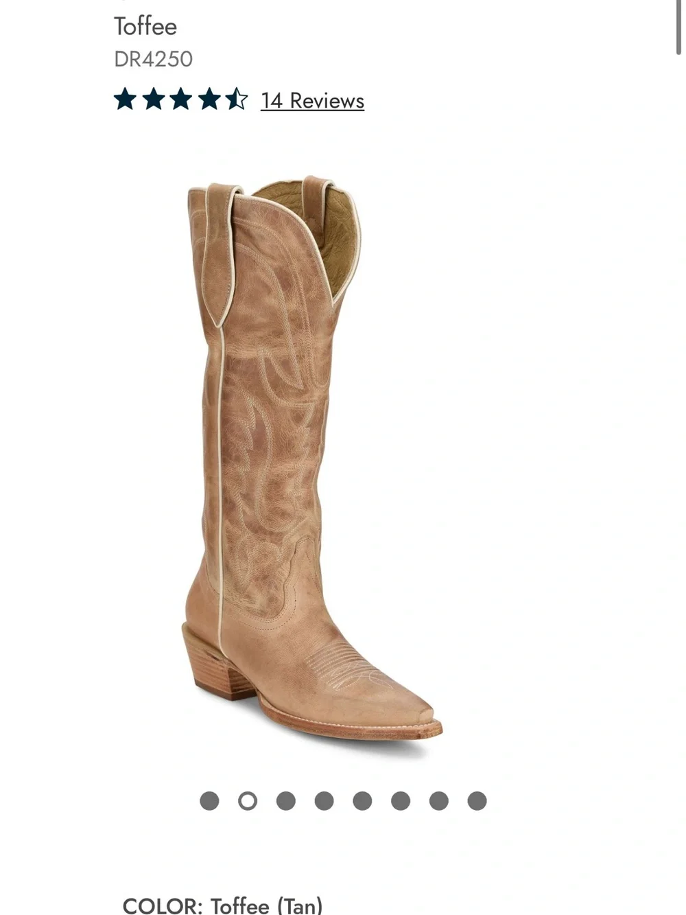 Tony Lama Toffee Over-the-Knee Western Boots